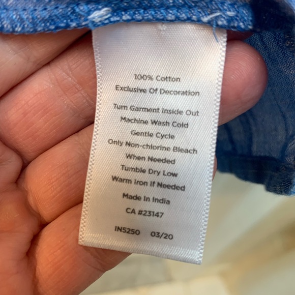 Talbots Blue Embroidered Tassel Tie Top size S - Picture 7 of 8